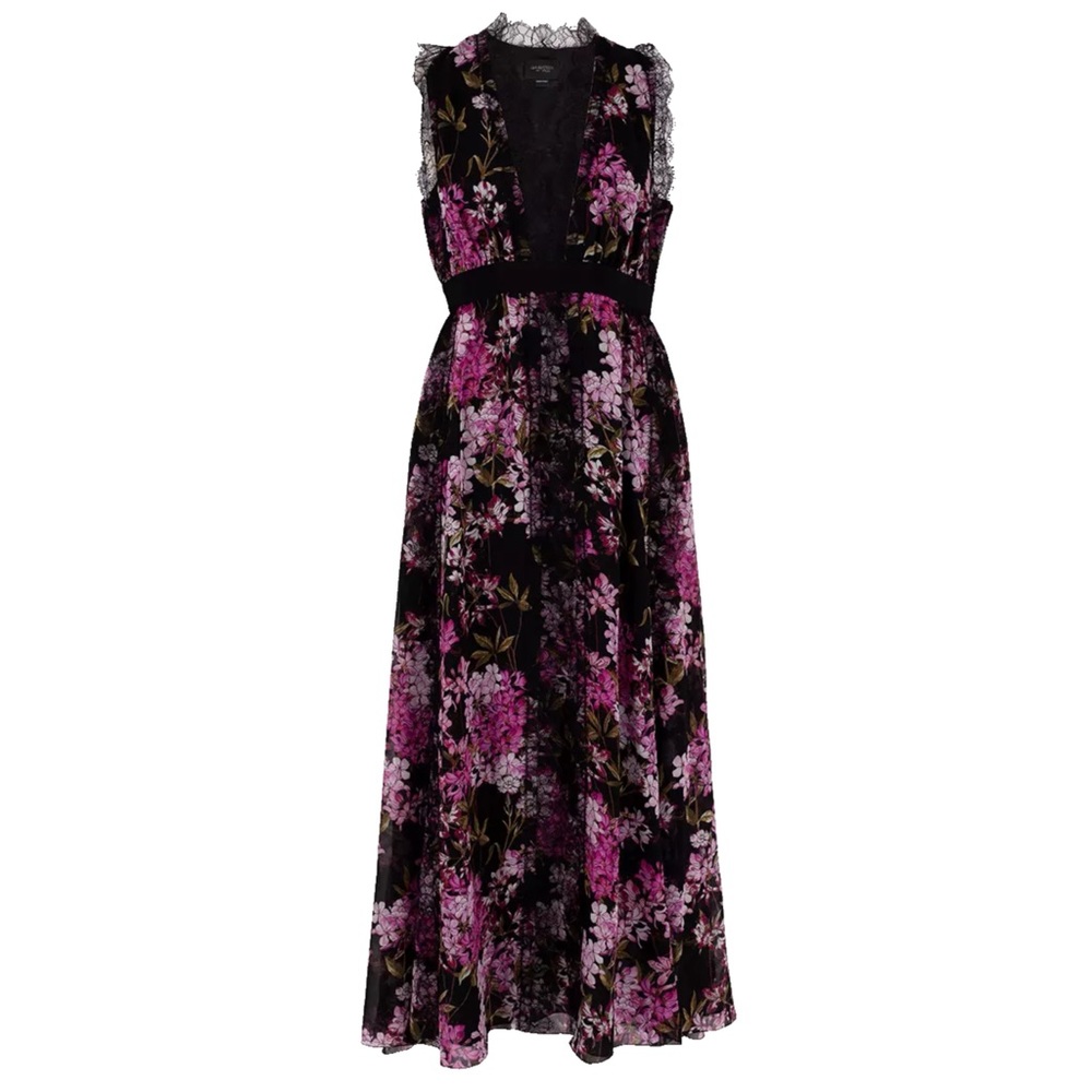 🖤 GIAMBATTISTA VALLI Floral Lace Silk Dress 44/8 - Picture 5 of 7
